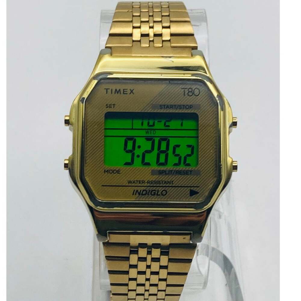 Timex T80 Digital Indiglo Watch 35mm - New Battery Day Date Timer WR 30m